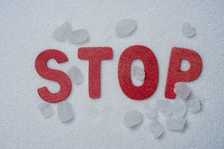 The word stop on granulated sugar. Sugar killsの写真素材