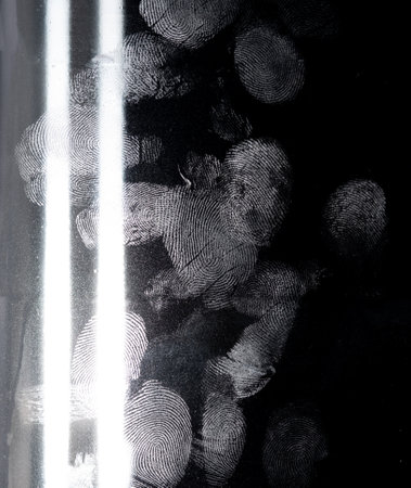 Close-up of color fingerprint background pattern, texture of finger skinの写真素材