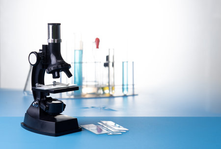 Microscope biology and chemistry subject on the deskの写真素材