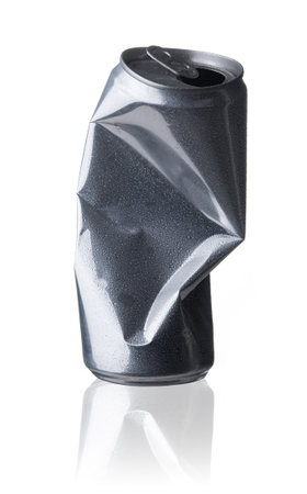 Crumpled tin can isolated on white background