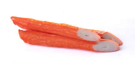 Crab stick isolated on white backgroundの写真素材