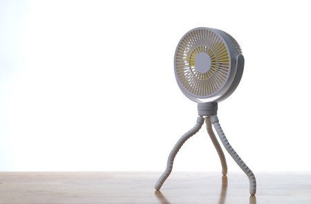 Electric fan isolated on white backgroundの写真素材