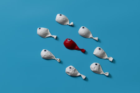 Different business concept.new ideas. Fish balloons art style.Leadership conceptの写真素材