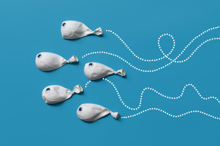 Different business concept.new ideas. Fish balloons art style.Leadership conceptの写真素材