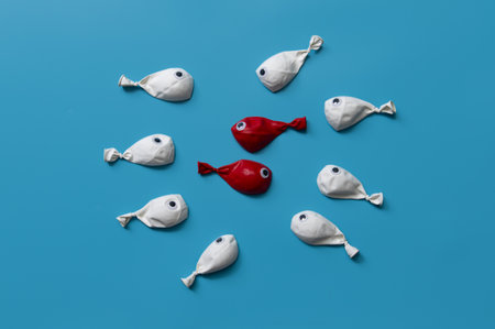 Different business concept.new ideas. creative idea.Set of fish balloons.Leadership conceptの写真素材