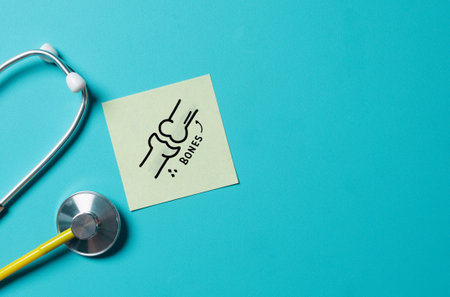 Doctor's Stethoscope Checking with Bones on blue background,Medical Concept,checkup all organs