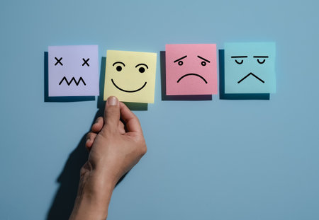 Happy smile face for medical care concept,Mind, Mental Health Concept. Varieties of Mood and Emotion...
