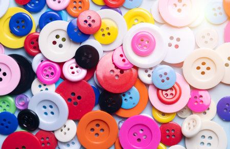 Close-up of Full Frame Assortment of Colorful Sewing Buttons