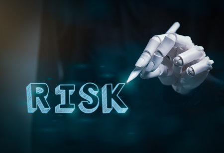 Robotic hand holding a virtual processing chip icon showcasing futuristic innovation.