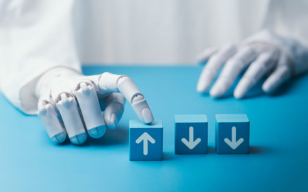 Smart robotic technology concept for driving business and increasing profit in digital market.の写真素材