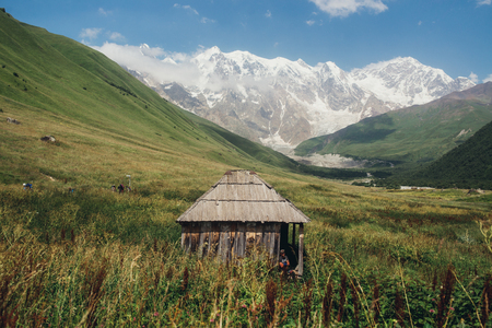 the hut in mountainsのeditorial素材