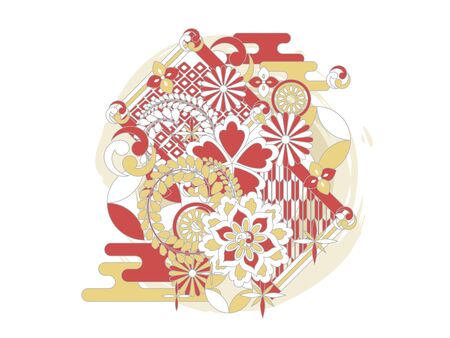 Pop Japanese pattern background Materialのイラスト素材