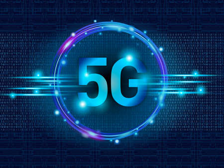 Technology Abstract Space Cyber Technology Background Future Blue 5G High Speed Communicationãの写真素材