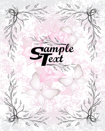 Beautiful floral background with butterflies. のイラスト素材