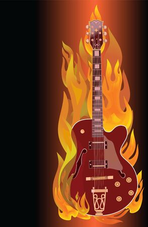 Fire electric guitar.Vector illustration. のイラスト素材