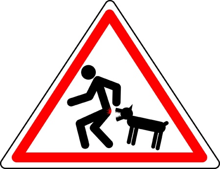 Funny warning character "Caution! Wicked dog." のイラスト素材