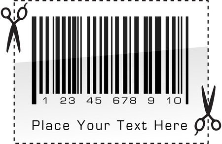 Barcode label or coupon with scissors icon  illustration  の写真素材