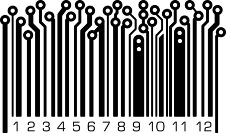 Bar code in PCB-layout style.