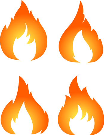 Set of four fires isolated on whiteの写真素材
