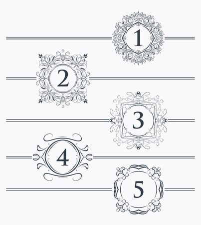 Decorative elements for design footer with the decor for the page numberの写真素材