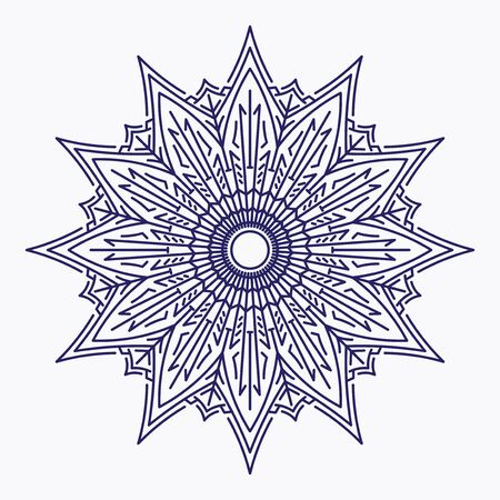 Abstract vector round lace design in mono line style - mandala, decorative elementのイラスト素材