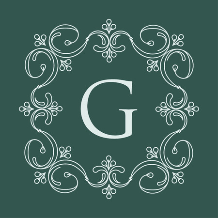 Elegant style vector monogram design template in green gamma. Excellent for logo design. Vector illustration.のイラスト素材