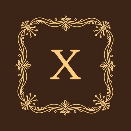 Elegant style vector monogram design template in brown gamma. Excellent for logo design. Vector illustration.のイラスト素材