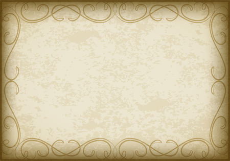 Old frame on aged paper with dark edges and a blank space for text. Retro vintage greeting card or invitation.のイラスト素材