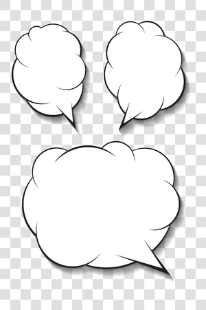 Set of 3 abstract talking bubbles with shadow and white fill.のイラスト素材