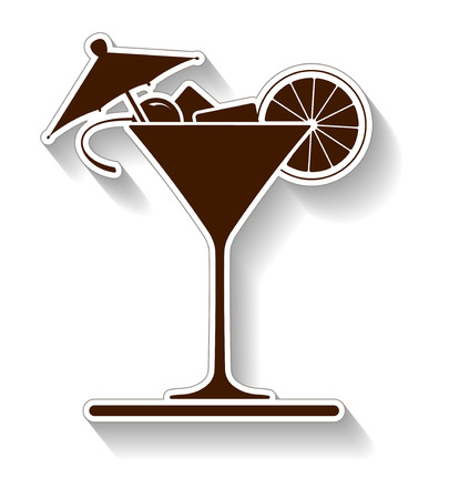 Wine glass of martini design with outline and shadowのイラスト素材