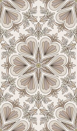 Seamless abstract tribal pattern. Hand drawn ethnic texture, vector illustration in light brown and beige tones.のイラスト素材