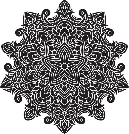 Abstract vector black lace design - five-finger mandala, ethnic decorative element. tattoo.のイラスト素材