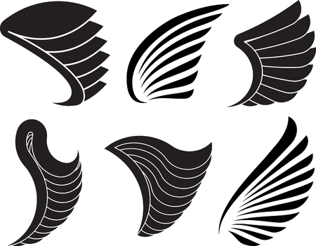 Set of 6 vector wings for your design.のイラスト素材