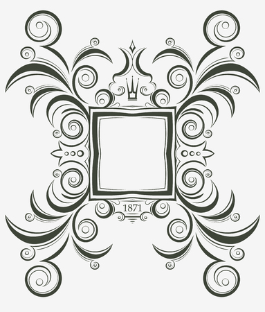 Unusual, decorative lace ornament, vintage frame with square empty place for your text. Vector illustration greeting, vintage invitation.のイラスト素材