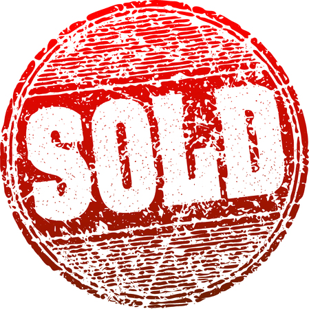 Sold red grunge style vector rubber stampのイラスト素材