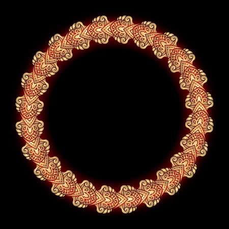 Round vector golden heavy thick frame on a dark background for your design.のイラスト素材