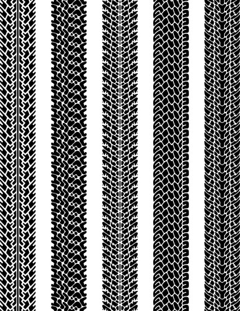 Set of five vector traces of tires.のイラスト素材