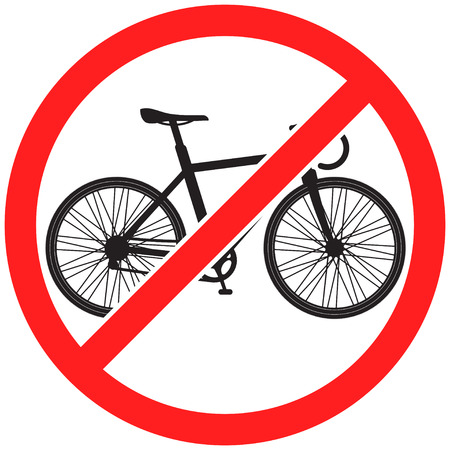 Prohibition sign icon No bike vector illustration with bicycleのイラスト素材