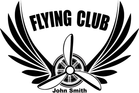Flying club John Smith abstract design with pair of wings and  propellerのイラスト素材