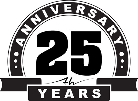 Vintage anniversary 25 years round emblem. Retro styled vector background.のイラスト素材