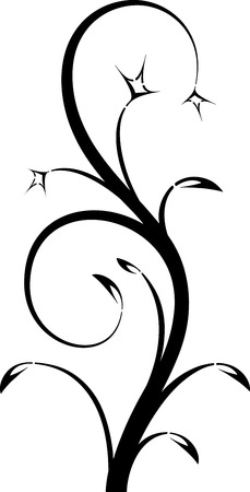Blossom floral branch in stencil style. Can be  used as stencil-plate for your color paint or other design.のイラスト素材