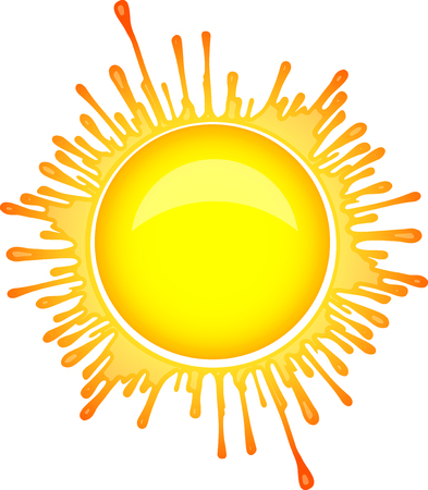 Colorful bright Sun symbol in inkblot styleのイラスト素材