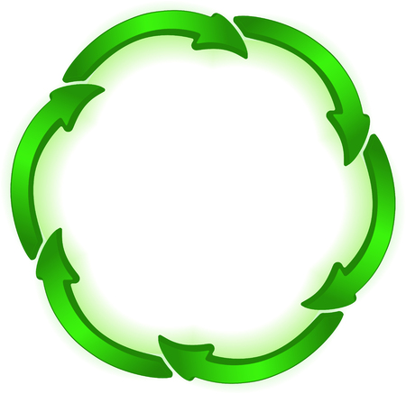 Unusual round green 3D volume arrows frame with shadow.のイラスト素材