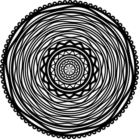 Decorative black lace circle ornament for your design.のイラスト素材