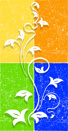 Abstract decorative white branch on grunge bright full color background.のイラスト素材