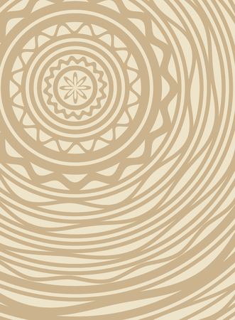 Abstract vector background with lace circular ornament in beige tonesのイラスト素材