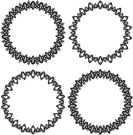 Set of 4 decorative vector round framesのイラスト素材