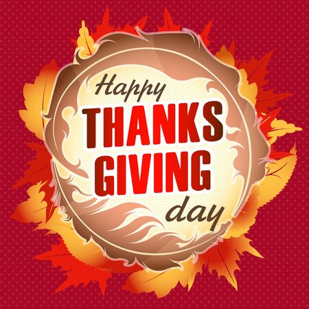 Thanksgiving design for emblem or poster . Celebration quote "Happy Thanksgiving".のイラスト素材