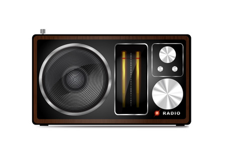 Realistic vector illustration of vintage retro radio on a white background.のイラスト素材