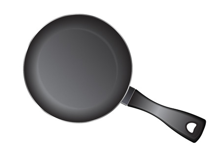 Realistic vector empty frying pan, top view isolated on white background.のイラスト素材